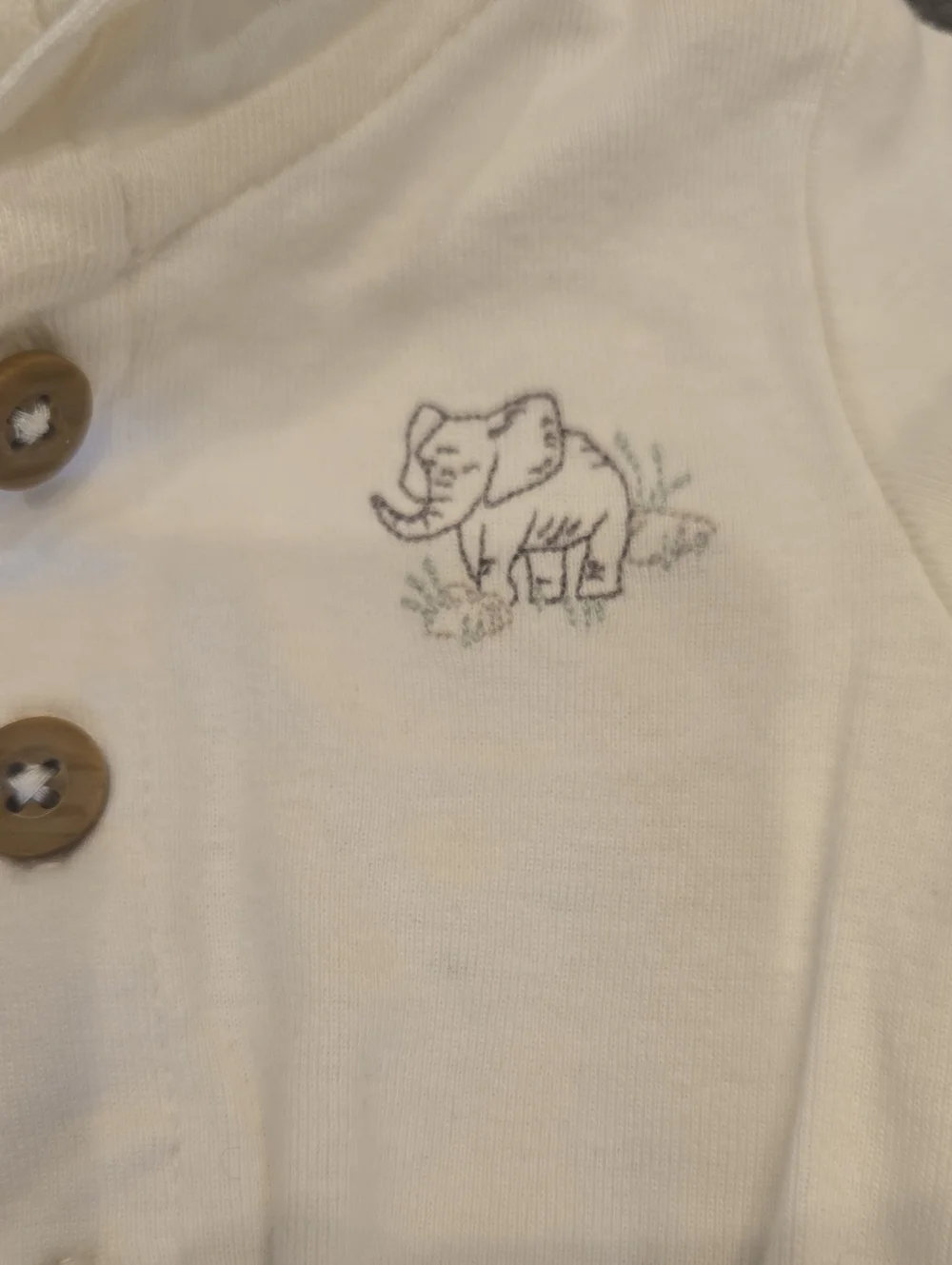 Carters 3 Month Baby Elephant Hooded Button Cardigan and Pants - Cream Like New